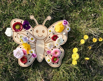 Blumensammler Schmetterling 'Skadie' aus Holz | Blumen sammeln Kinder | Frühlingsdeko Natur | Geschenk für Naturkinder | Kinderzimmer Deko