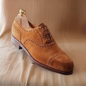 Handmade Brown suede leather brogue shoes for men, Brogue formal dress shoes