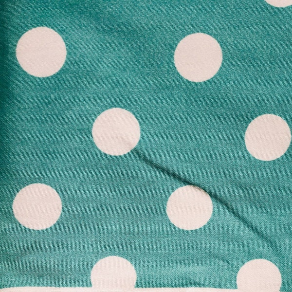 SALE Polka Dot Palooza Geometric Print/ 5th Avenue Design 1987 White Dots on Aqua Ground/ Polished Cotton