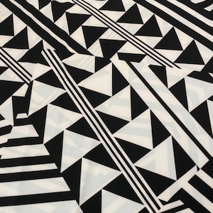 Trina Turk Geometric Knit Fabric: Black & White 4-Way Stretch