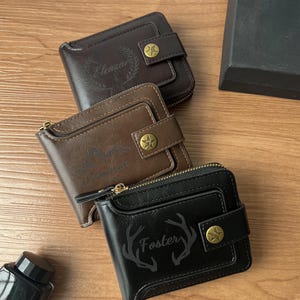 Cartera de cuero personalizada para hombre, el mejor regalo para papá, cartera con foto y nombre inicial, regalo de aniversario y día del padre.