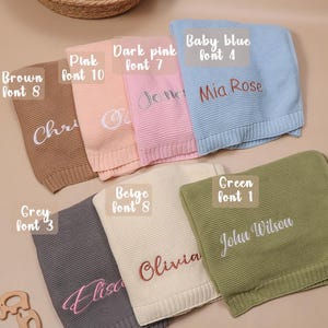 Personalized Knit Baby Blanket Embroidery Gift for Baby Shower Stroller Blanket Monogrammed Newborn Baby Gift Soft Cotton Knit