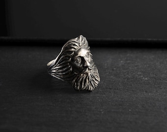 Oxidized Sterling Silver Zeus Ring: Handmade Greek Mythology Jewelry