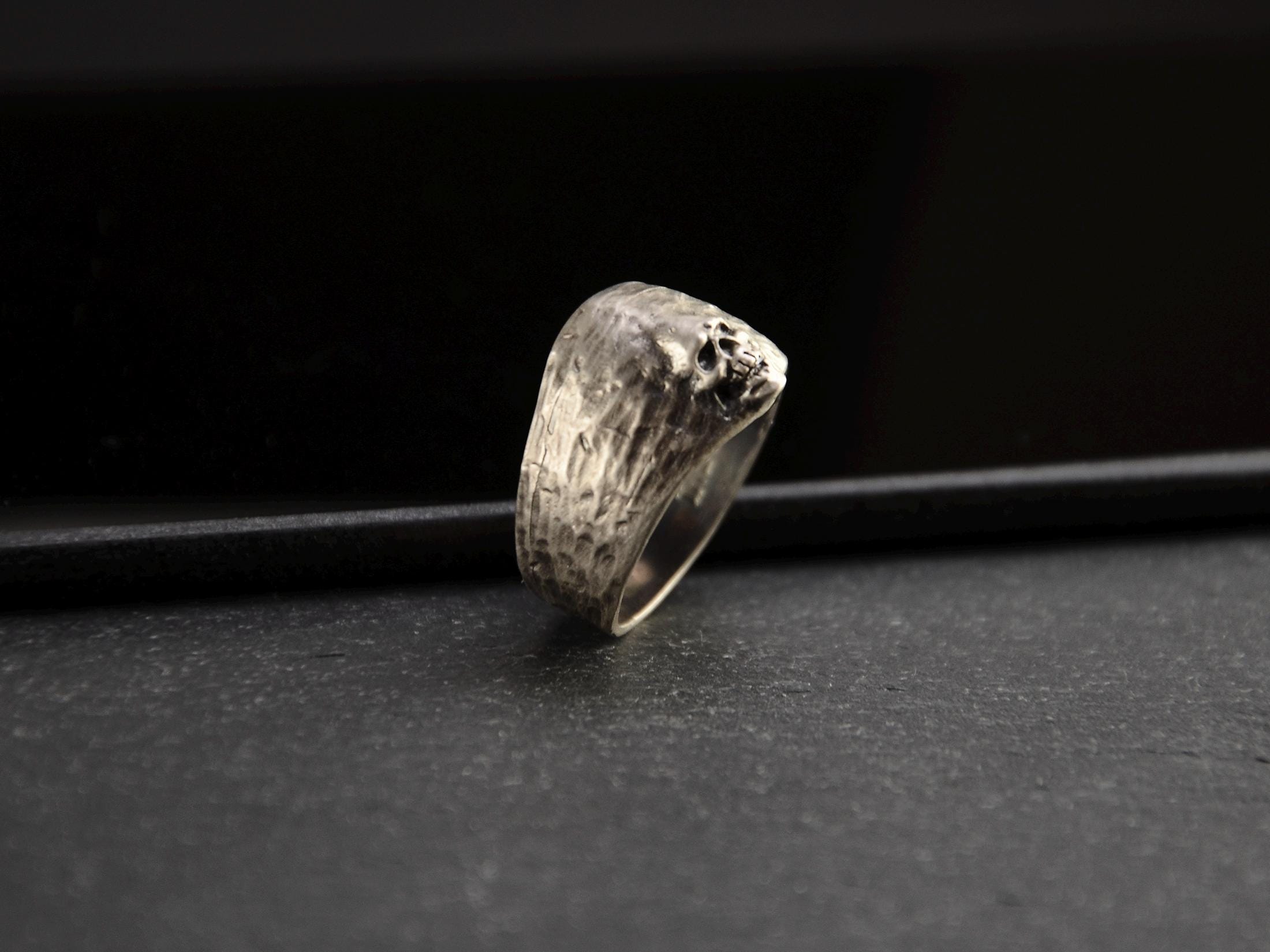 Bague Argent Style Brutaliste Ancienne - Taille 51 - Anneau Vintage En Argent Massif