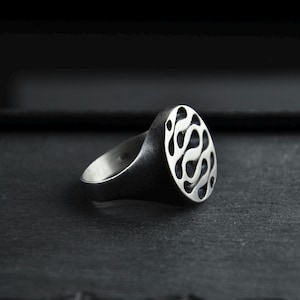 Handmade Modern Abstract Design Silver Ring - Handmade Jewelry for Men - Oxidized Silver Ring - Unique Gift for Him - Birthday Gift