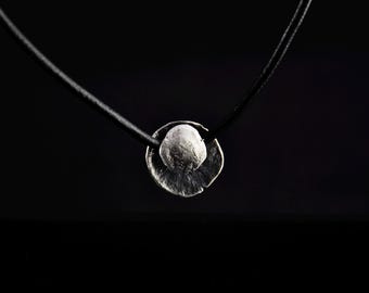 Oxidized Silver Pendant: Rustic Brutalist Necklace, Unisex Jewelry