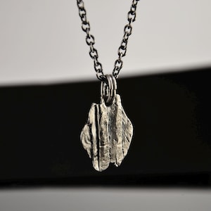 Handmade Oxidized Silver Pendant Necklace - Textured Design - Rustic Jewelry Gift For Him or Her - Valentine’s Gift for Boyfriend