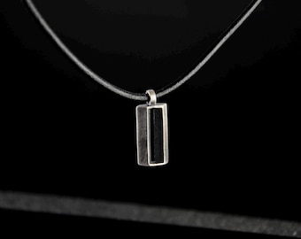 Oxidized Sterling Silver Bar Pendant Necklace – Handmade Minimalist Jewelry