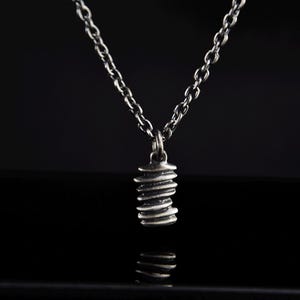 Oxidized Silver Spiral Pendant Necklace - Rustic Handmade Jewelry - Valentine&#39;s Day Gift for Him or Her - Boyfriend Gift - Girlfriend Gift