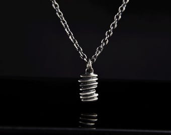 Oxidized Sterling Silver Spiral Pendant Necklace: Handmade Rustic Jewelry