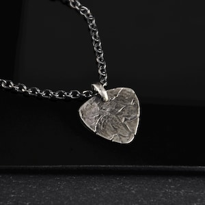 Handmade Oxidized Guitar Pick Silver Pendant Necklace - Gift for Him or Her - Birthday Gift - Boyfriend Gift - Girlfriend Gift