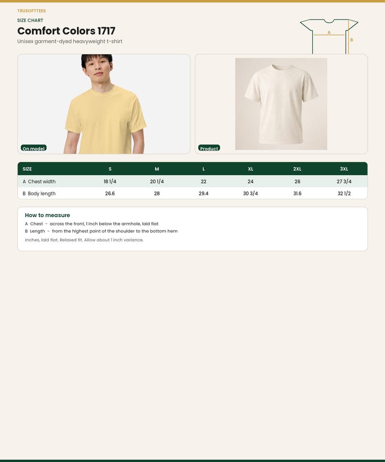 Comfort Colors 1717 t-shirt color chart. Vintage garment-dyed unisex cotton shades for this oversized relaxed-fit gift tee. Pick your color.