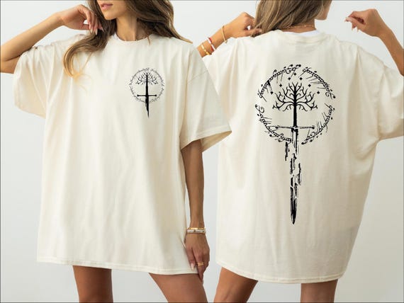Aragorn's Narsil Sword LOTR Cotton T-Shirt - Gondor King Front Back Print Design