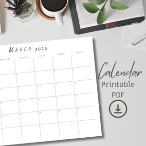 2025 Minimalist Calendar: Monthly Landscape Planner (PDF)