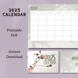 2025 Calendar, 2025 Planner Landscape, 2025 Calendar Boho, Sunday Start, Monthly Planner, Wall Calendar, Desk Monthly Planner
