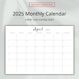 2025 Minimalist Calendar 2025 Planner Landscape 2025 Calendar LUXE Sunday & Monday Start Monthly Planner Wall Calendar Desk Monthly Planner