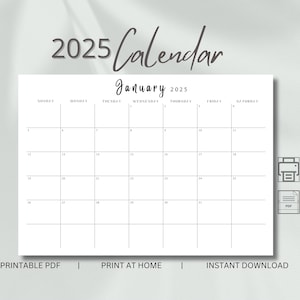 2025 Minimalist Calendar 2025 Planner Landscape 2025 Calendar LUXE Sunday & Monday Start Monthly Planner Wall Calendar Desk Monthly Planner