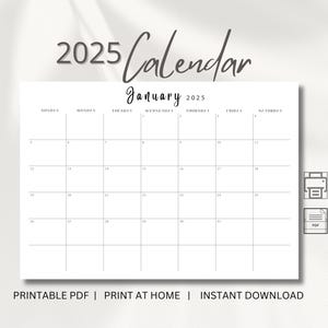 2025 Minimalist Calendar 2025 Planner Landscape 2025 Calendar LUXE Sunday & Monday Start Monthly Planner Wall Calendar Desk Monthly Planner