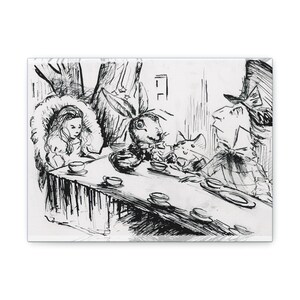 Alice Tea Party Ink Illustrierte Leinwand