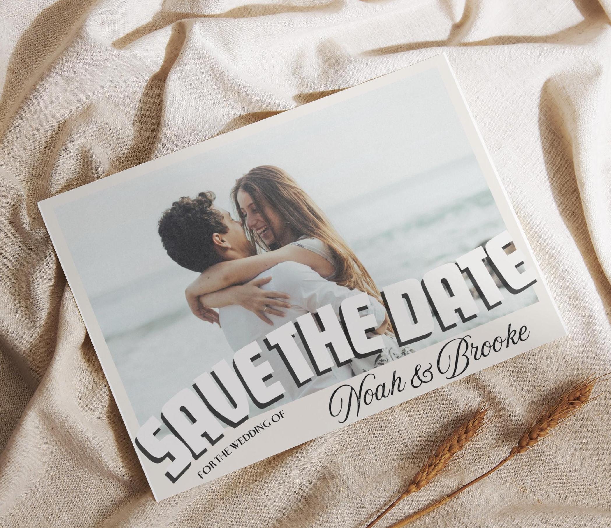 Vintage Photo Save the Date Postkarte Vorlage, Printable anpassbare Download, Vintage Grüße