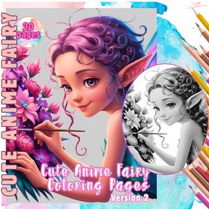 Entzückende Anime Fee Malvorlagen | 20 druckbare Fantasy Designs | Feenhafte Kunst für Kinder und Erwachsene | Sofort PDF Download