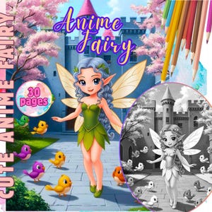 Anime Fee Malvorlagen | Kawaii Fantasy PDF für Kinder & Erwachsene | Printable Magical Line Art | Digital Download Malbuch