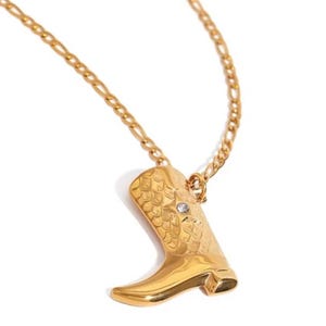 Cowboy Boot Necklace, Stainless Steel 18k Gold Cowgirl Boot Necklace, Gift for cowgirl, Western Style Jewellery, Country Girl Gifts, Cowboy