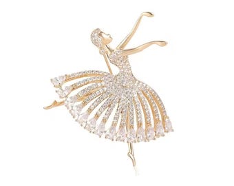 Swarovski Crystal Ballerina Brooch, Ballet Dancer Pin, Dancing