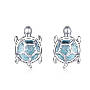 Sterling Silver Turtle Stud Earrings, Terrapin Studs- Marine Gifts - Turtoise Earrings, Sea Turtle Earrings, Turtle lovers jewellery, Sea