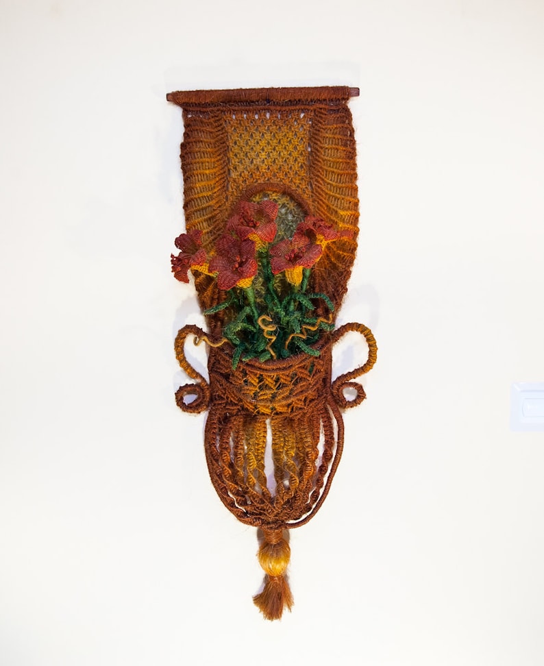 Macrame Wall Hanging Basket of Lilies Handmade Etsy