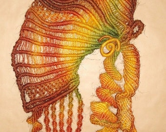 Makrama ścienna 'Color Fantasy' - ręcznie robiona z naturalnego sznurka sizalowego