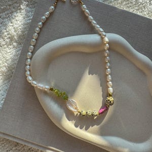 Perlenkette, massiver Perlenschmuck, Edelsteinkette, Geburtstagsgeschenkidee für Frauen