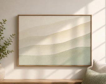 Summer Japandi Wall Art | Sage Green Minimalist Printable, Wabi Sabi Digital Poster