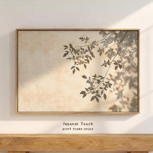 Minimalist Birch Tree Shadow Print | Japandi Digital Wall Art in Earth Tones for Apartment or Office Decor