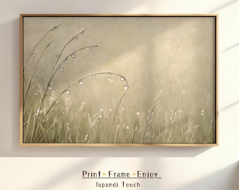 Japandi Wabi Sabi Digital Wall Art | Sage Green Botanical Print for Above Bed Decor