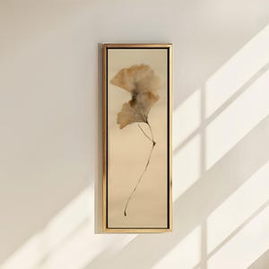 Wanddecoratie met ginkgobladeren, hoge smalle botanische print, herfstdecoratie voor hal en entree, digitale download