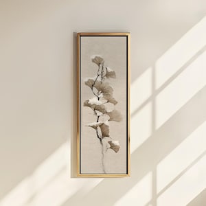 Ginkgo Blätter im Schnee Kunstdruck – Japandi Winter Wanddeko Digital Download