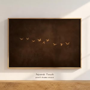 Moody Vogel Kunstdruck | Espresso Braun Wandbild | Organic Modern Digital Download