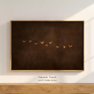Moody Vogel Kunstdruck | Espresso Braun Wandbild | Organic Modern Digital Download