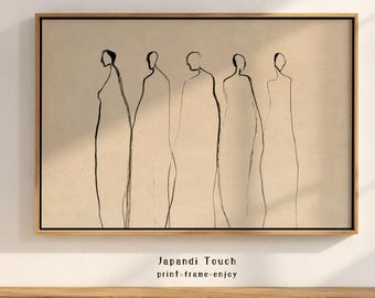 One Line Drawing Print, Minimal Female Figure Art, Feminine Dressing Room Decor, Printable Wall Art