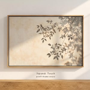Minimalist Birch Tree Shadow Print | Japandi Digital Wall Art in Earth Tones for Apartment or Office Decor