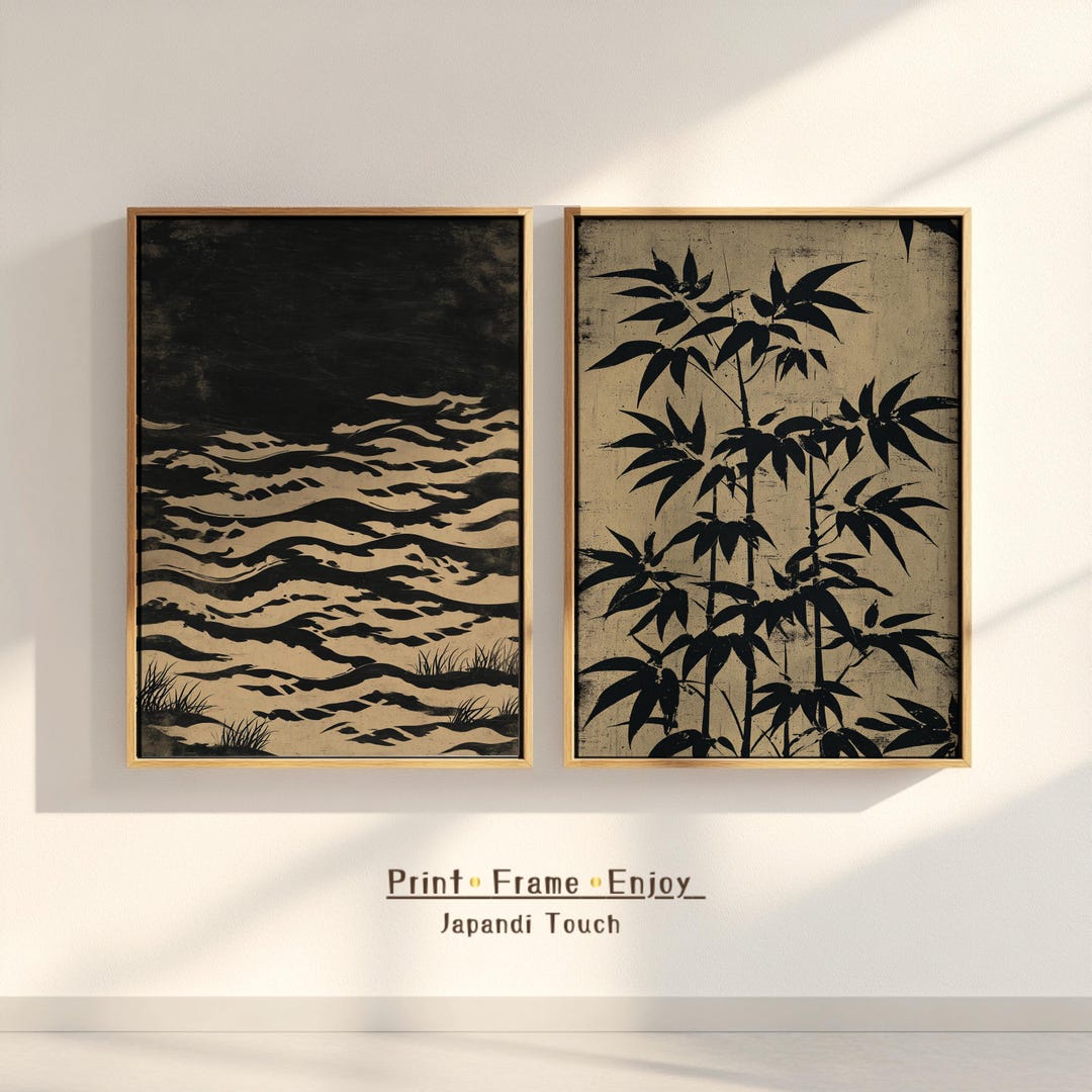 Japandi Wabi Sabi Wall Art Set of 2: Japanese Bamboo Prints (digital ...