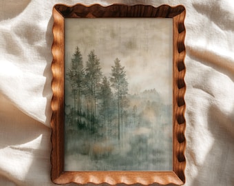 Wabi Sabi Forest Print: Sage Green Japandi Wall Art for Above Bed (Digital Download)