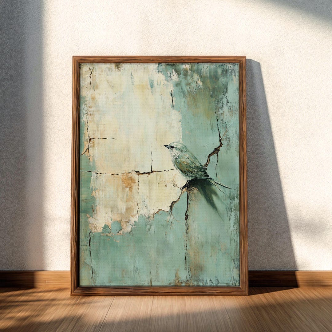 Japandi Wabi Sabi Wall Art | Sage Green Textured Oil Painting for Above ...