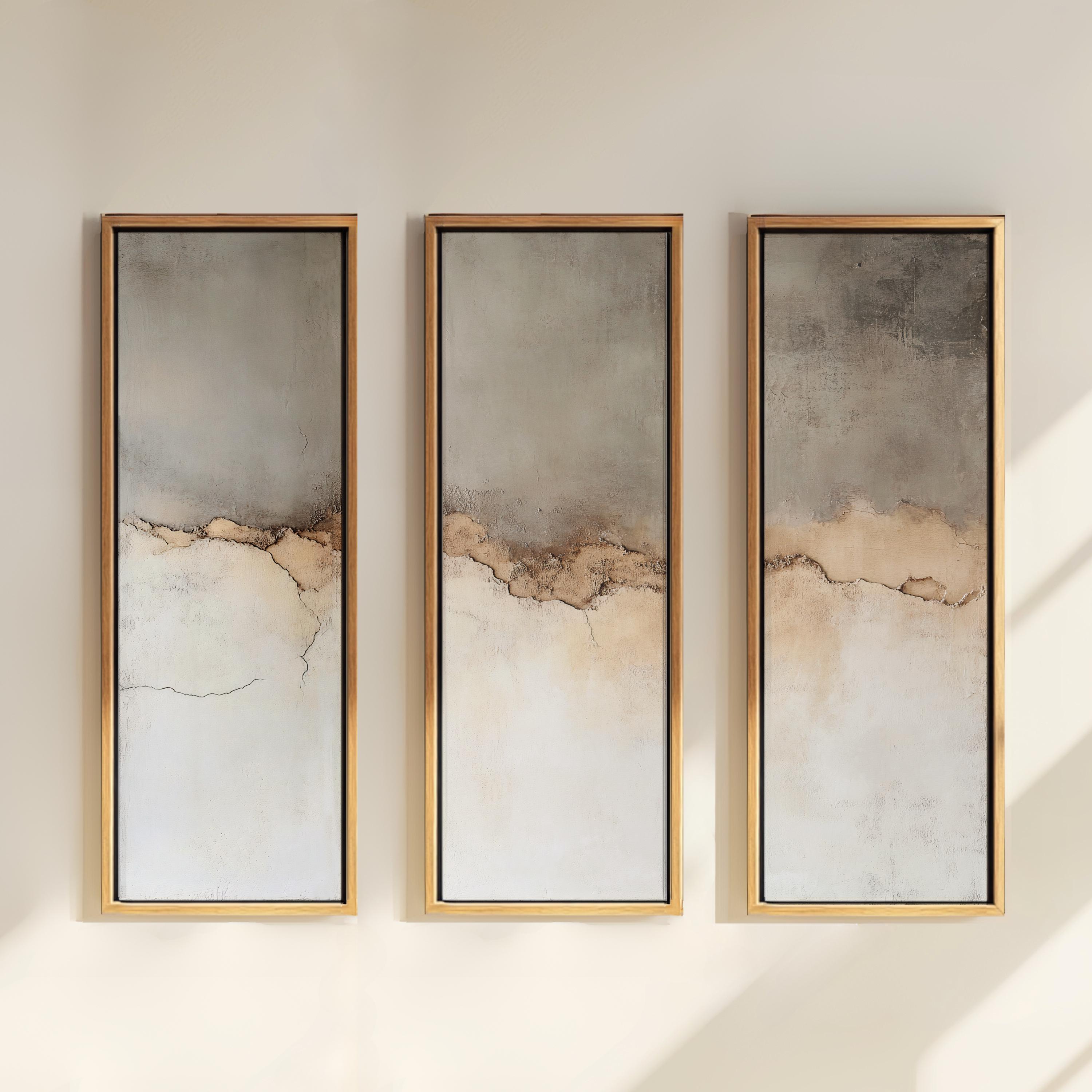 Japandi Wabi Sabi Wall Art Set of 3 | Textured Triptych for Above Bed ...