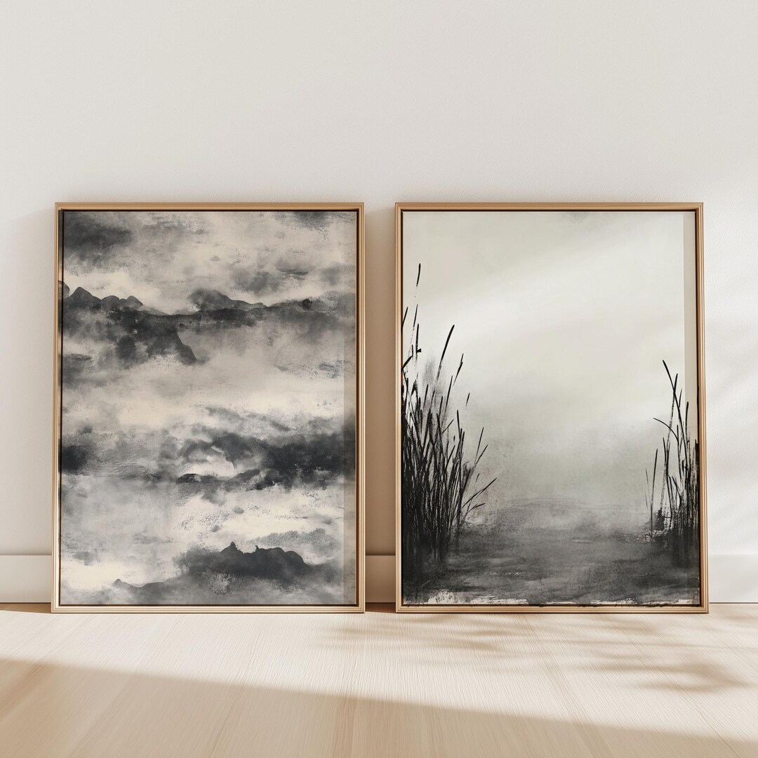 Set of 2 Japandi Wall Art Prints - Wabi Sabi Wall Art for Zen Apartment ...