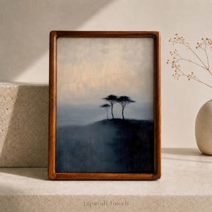 Japandi Baum Wandkunst | Wabi-Sabi Naturdruck, Neutrale Botanische Wandkunst für Minimalistisches Dekor