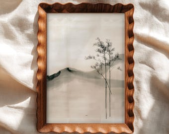Japandi Mountain Wall Art for Above the Bed | Original Digital Painting for Apartment or Therapy Office