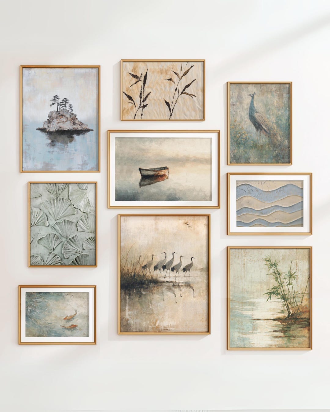 Japandi Wabi Sabi Gallery Wall Art Set | Sage Green Botanical and ...