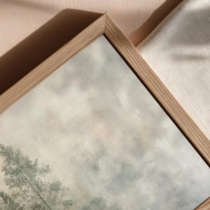 Minimalist forest printable wall art in Japandi and Wabi Sabi design. Calm, misty trees evoke balance and nature’s quiet beauty. Ideal digital download for modern, neutral-toned interiors — from cozy bedrooms to airy living rooms. Printable art that enhances simplicity and mindfulness.